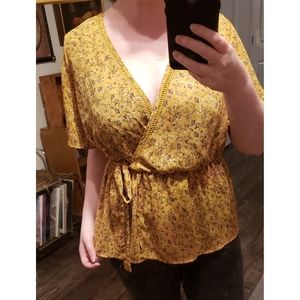 Floral Brown Mustard Blouse